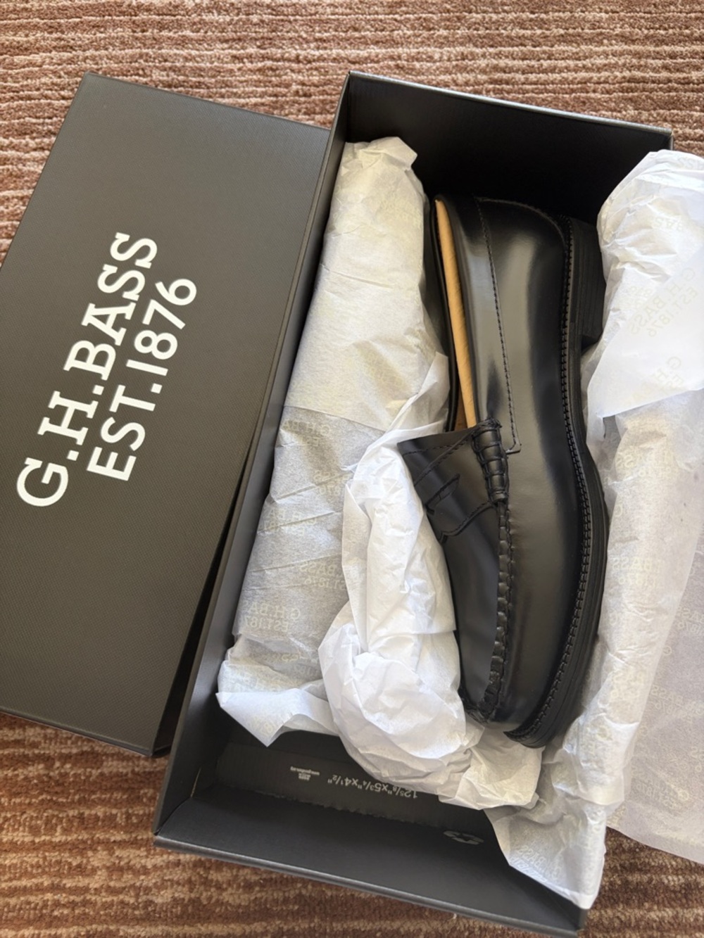 GH Bass Black Leather Whitney Penny Loafers
